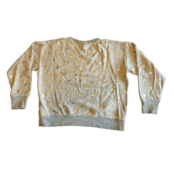 XL Woman J CREW Gray Crew Neck‎ Gold Hearts Cotton Sweater Preppy School Basic - Picture 2 of 5